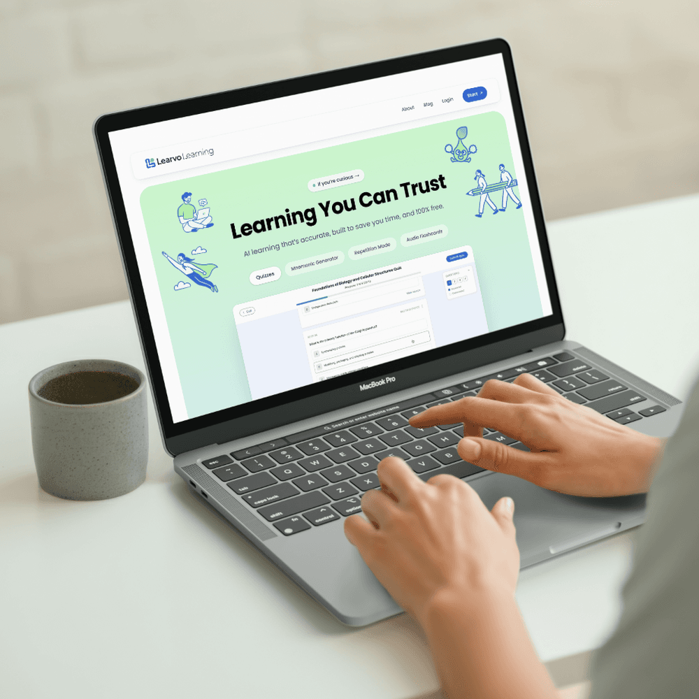 Learvo's redesigned landing page shown on a laptop screen