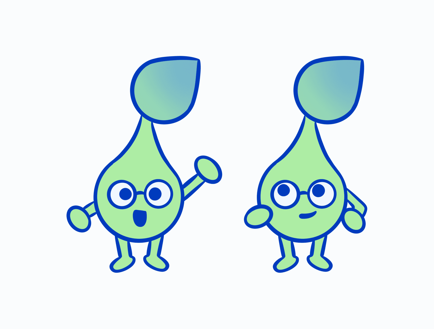 Lenny, the Learvo mascot, shown in two final poses