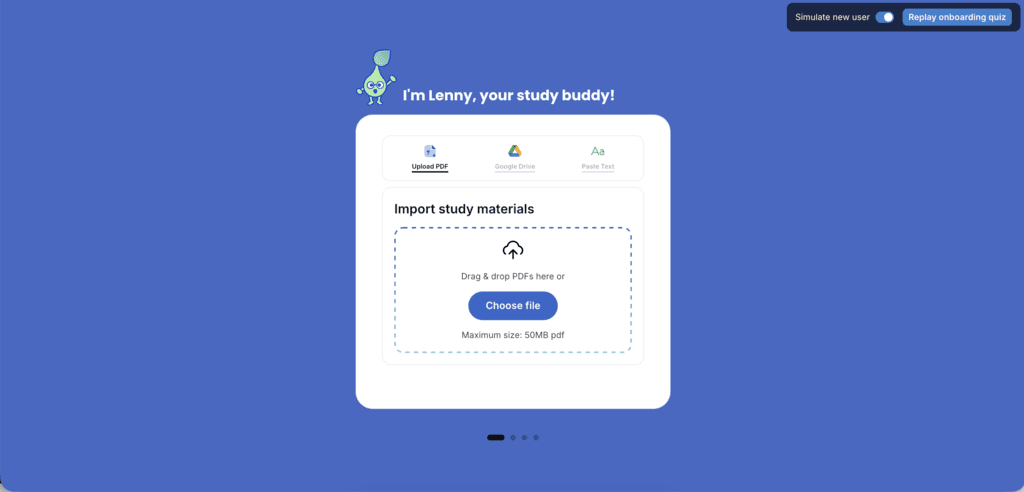 Onboarding step 1: import study materials