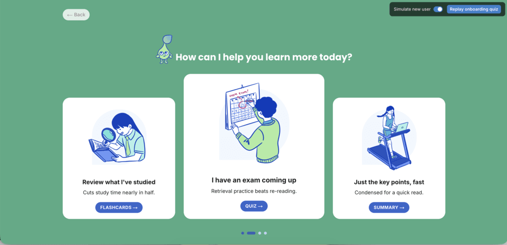 Onboarding step 2: choose a learning goal