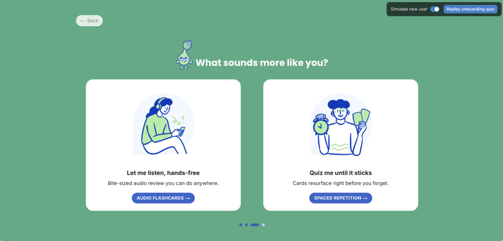 Onboarding step 3: customize study tools
